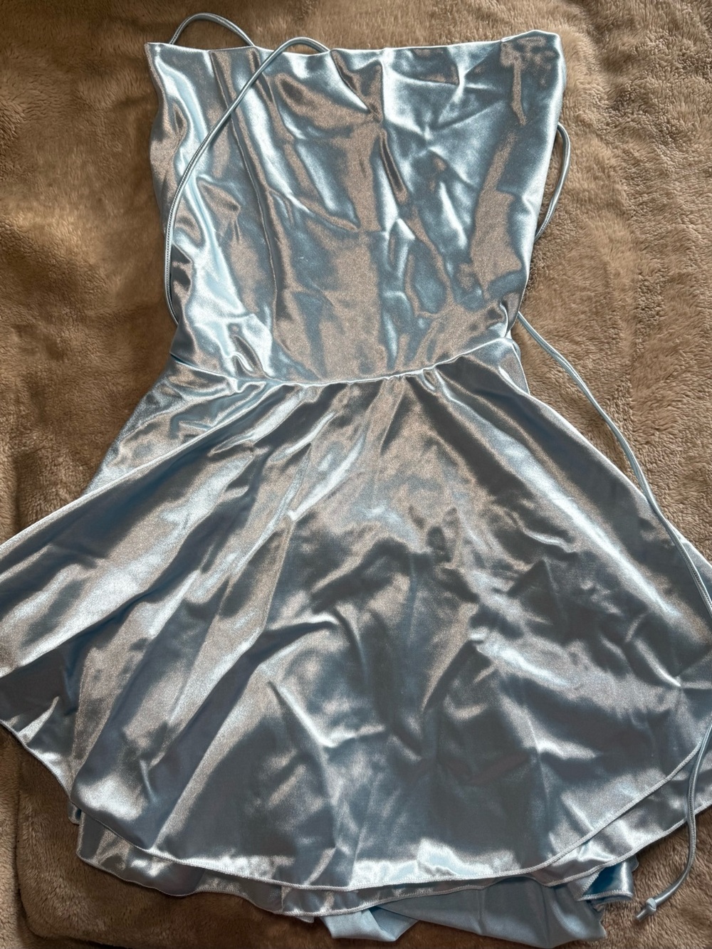 SHEIN Satin Mini Dress – Light Blue – Size S